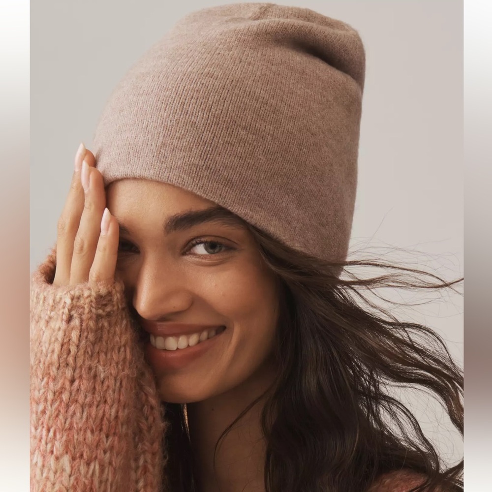 Anthropologie Soft Taupe Knit Beanie
